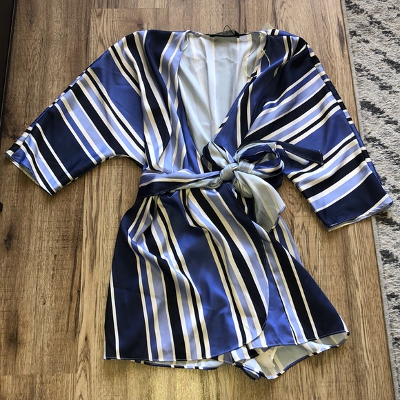 NEW!!! HP π₯³π₯³π₯³Zara Blue Striped Jumpsuit - Picture 8 of 16